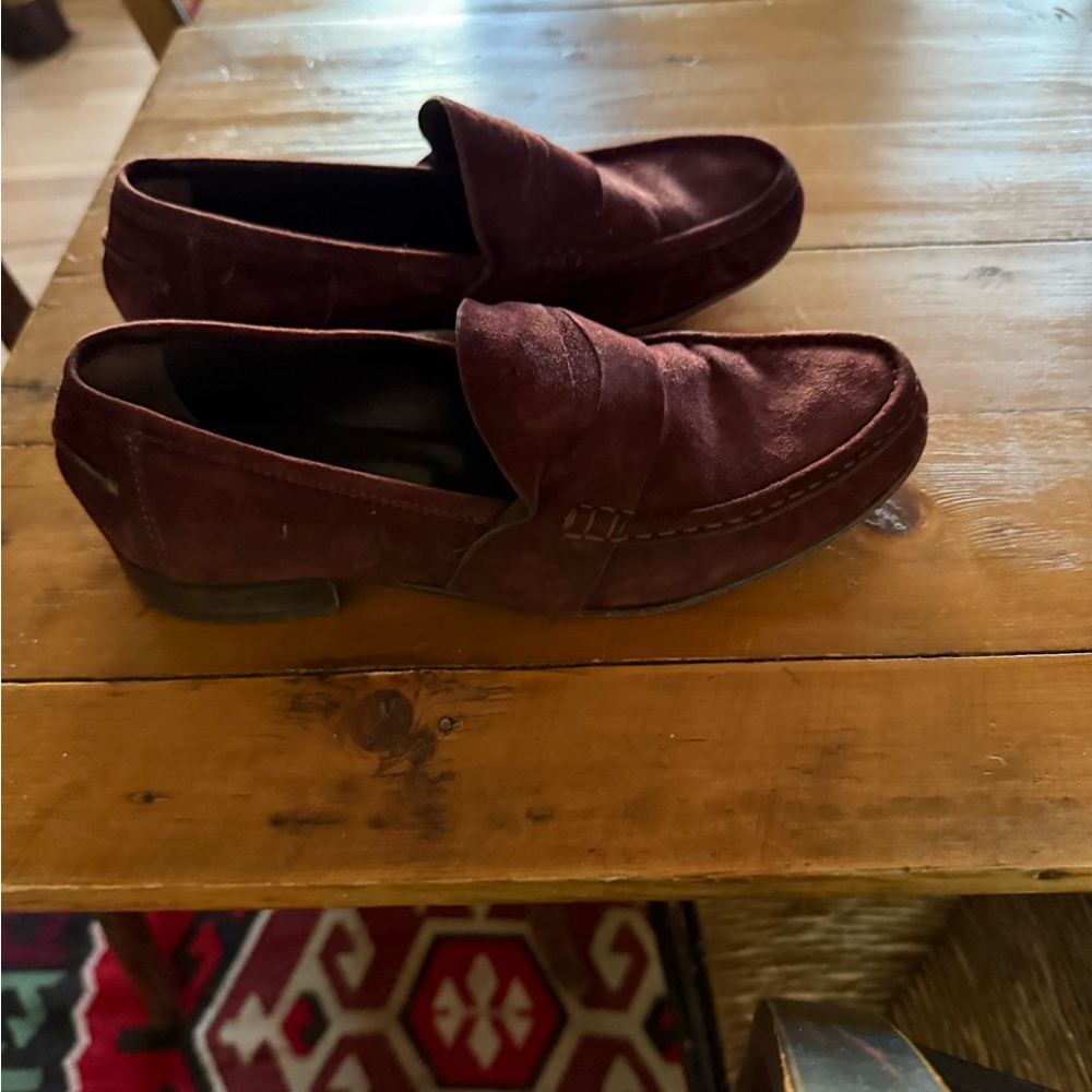 burgundy suede loafer